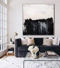 Black White Abstract Painting Black White Painting Decor Art Etsy Black Sofa Living Room Living Room Decor Apartment Gold Living Room
