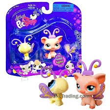 Year 2007 Littlest Pet Shop Lps Pet Pairs Funniest Series Bobble Head Figure Butterfly 621 And Pig 622 With Detachable Wing And Antenna Lps Pets Littlest Pet Shop Little Pets