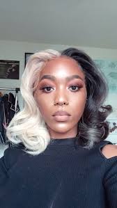 Pin By Killa Tyle On Hair Inspo In 2020 Dark Skin Blonde Hair Hair Color For Black Hair Split Dyed Hair