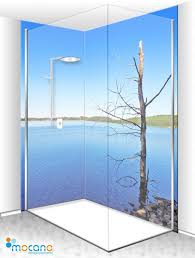 Bad Inspiration Seeblick Duschruckwand Als Xxl Fliese In 2020 Duschruckwand Dusche Duschwand