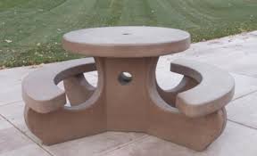 Concrete picnic table and benches. Round Concrete Picnic Table Shadecharger Ready Sunnycal Solar Inc