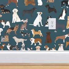 Dogs Dark Navy Blue Dog Fabric Lots Of B In 2020 Dog Nursery Theme Dog Nursery Dog Bedroom