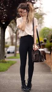 High Waist Leggings With Tucked In Shirt Fashion Grunge Fashion Style