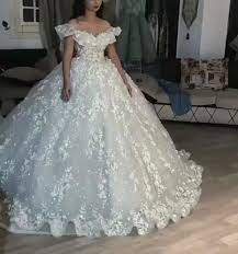 Sparkly Wedding Ball Gown 3d Flowers Elegant Off The Shoulder Princess Boho Wedding Dresses Wedding Dresses Lace Ballgown Ball Gowns Wedding Custom Bridal Dress