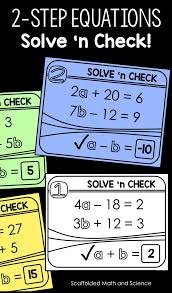 2 Step Equations Solve N Check Task Cards Print And Digital Solving Equations Equations Solving Equations Activity