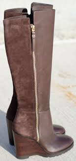 Michael Kors Black And Brown Riding Boots Http Stores Ebay Com Indiestroll Nwb Michael Kors Clara Coffee Brown Suede Leather Tall Wedge Boots Boots Shoe Womens Shoes Wedges Leather Shoes Woman Boots