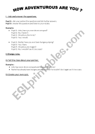 Apr 19, 2018 · these types of boyfriend questions are important: How Adventurous Are You Quiz Speaking Activities Esl Worksheet By Laurabouget