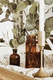 Amber Bottles Eucalyptus Fall Decor Woods Ivory Candle Stick Decor Fall Decor Amber Bottles