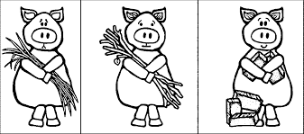 Free printable three little pigs 3 coloring page for kids to download, houses coloring pages Three Little Pigs Coloring Page Coloring Pages