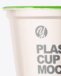 Download Round Glossy Plastic Cup Mockup In Cup Bowl Mockups On Yellow Images Object Mockups