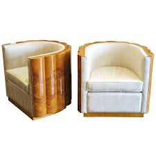 Pair Of Elm Burl Barrel Chairs In The Style Of Art Deco Barrel Chair Deco Furniture Chair Style