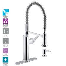 From the underside of the sink, position the bracket, washer and. Kohler Sous Pro Style Single Handle Pull Down Sprayer Kitchen Faucet In Chrome K R10651 Sd Cp The Home Depot