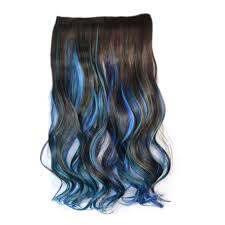 5 Cards Wig Piece Hair Extension Highlights Dark Brown Sky Blue Sapphire Blue Bleach And Dye Cheap Hair Extensions Blue Hair Extensions Wavy Hair Extensions