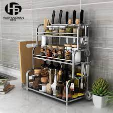 16 gauge 304 series stainless steel slides, base frames with 1'' stainless steel square tube upright. Stainless Steel Kitchen Shelves Storage Supplies Utensils 2 Layer Kitchen Utensils Knife Rack Wall Hanging Spices Spices Shelves Kitchen Dining Bar Home Garden Chinese Online Shopping Mall At