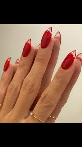 Acrylic Black And Clear Nails Red Gel Nails With Clear Tip Red Gel Nails Clear Nail Tips Clear Nails