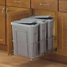 Real Solutions For Real Life 18 In H X 14 In W X 23 In D Steel In Cabinet 20 Qt Triple Pull Out Trash Can In Platinum Plsw15 3 20 R P The Home Depot