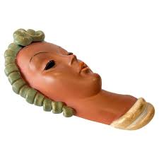 Art Deco Vienna, Ceramic wall mask, Keramos at 1stDibs