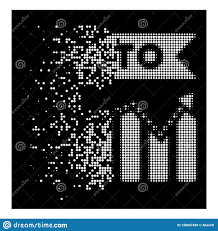 White Dust Pixel Halftone Ito Chart Icon Stock Vector