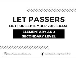 LET Passers September 2019: Secondary (A-B) | PRC Board Online
