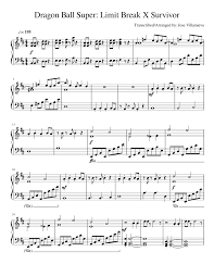 Don't stop, don't stop were in luck now! Dragon Ball Super Opening 2 Limit Break X Survivor Piano Arrangement Sheet Music For Piano Solo Musescore Com