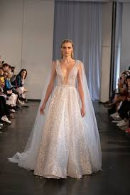 Hot Trends From New York Fall Winter 2019 Bridal Fashion Week Cape Wedding Dress Sparkle Wedding Dress A Line Wedding Dress