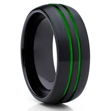 Black And Green Wedding Rings Green Tungsten Wedding Band Green Ring Green Tungsten Ring 8mm Black Tungsten Rings Black Wedding Rings Tungsten Wedding Bands