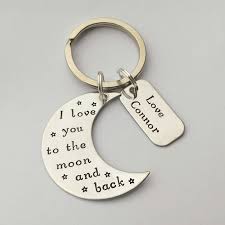 I Love You To The Moon And Back Personalised Keyring Personalized Keychain Moon Back Present Gift For Mum Mom Gifts For Mum Personalized Keychain Gifts