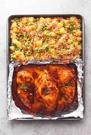 Easy Sheet Pan Teriyaki Chicken And Pineapple Rice Is Dreamy Sheet Pan Recipes Recipes Pineapple Fried Rice
