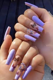 Natural Butterfly Nails Design For Long Nails 2020 Fashion Girl S Blog In 2020 Butterfly Nail Designs Purple Acrylic Nails Cute Acrylic Nail Designs