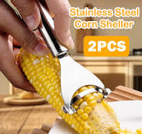 2 Counts Corn Peeler, Commercial-Grade Corn Shucker - Rustproof Steel Blade  for Bulk Corn Processing 4 Counts
