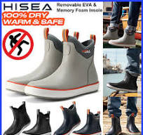 HISEA Men Ankle Fishing Deck Boot Waterproof Non-Slip Memory Foam Rain Work  Boot | eBay