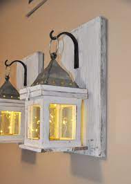 Rustic Home Decor Farmhouse Decor Hanging Lantern Sconce White Lantern Lantern Sconces Wall Decor Diy Wall Sconce Candle Candle Wall Sconces Wall Lantern
