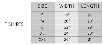 sizing charts gameteeuk