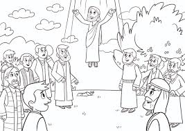 The illustration shows a dad readying. Jesus Goes Back To Heaven Coloring Pages