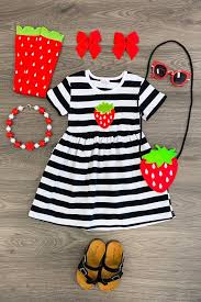Black And White Strips Frock Black White Striped Strawberry Dress Little Girl Outfits Cute Outfits For Kids Girl Outfits