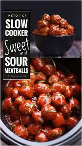 Keto Slow Cooker Sweet And Sour Meatballs Crock Pot Meatball Recipe Recipe Sweet And Sour Meatballs Low Carb Meatballs Slow Cooker Meatballs