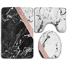 Black And White Bath Rug Set Ccbutba Bathroom Rug Mats Set 3 Piece Chic Black White Marble Color Block Rose Gold Extra Soft Bath Rugs 20 Bathroom Rugs Gold Bathroom Rugs Bathroom Rug Sets