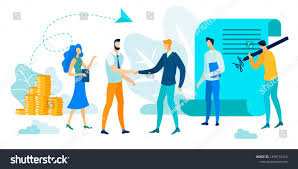 Vector Illustration Project Investment Cartoon People Contract For Joint Activities Men And Women Invest Gold Vector Illustration Illustration Cartoon People