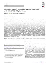 In or of the malayalam language: Pdf Cross Cultural Adaptation And Validation Of Kidney Disease Quality Of Life Kdqol 36 Malayalam Version