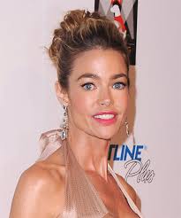 Denise richards straight light blond hair. Denise Richards Long Curly Dark Mocha Brunette Updo With Blonde Highlights