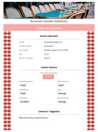 Send out a restaurant customer satisfaction survey and gather honest feedback about their experience, from the food to the service. Restaurant Customer Satisfaction Survey Template Pdf Templates Jotform
