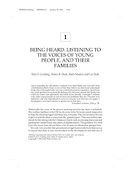 Pdf Being Heard Listening To The Voices Of Young People And Their Families