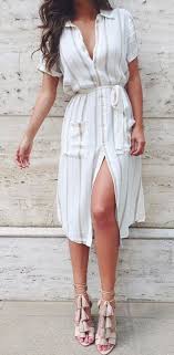 White Button Down Midi Dress Everyday Dresses Fashion Style