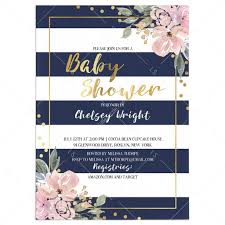 Pink vector wedding card or baby shower invitation with polka dots. Pink Gold And Navy Baby Shower Invitation Editable Template Littlesizzle