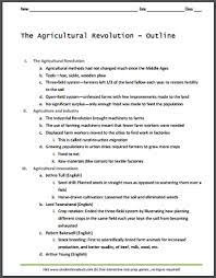 Agricultural Revolution Outline For World History Student Handouts