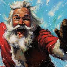 Try not to Smile Santa Painting by Jon Lindblom