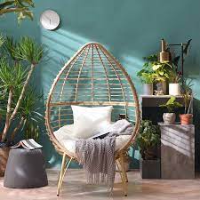 Cherry Tree Furniture Caspian Rattan Effect Cocoon Basket Chair Patio Egg Chair Amazon Co Uk Garden Outdoors