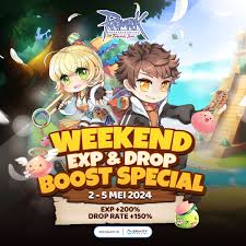 📣 Jangan lewatkan Exp & Drop Boost Special! 📆 Periode 2-5 Mei 2024 Hi, RO  Mania~ Weekendmu akan ditemani event EXP & Drop Boost Special dari Tim ROFL  loh~ Untuk membuat levelingmu