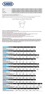 Shoei Size Chart Sydney City Motorcycles