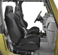 Rugged Ridge Sport Reclining Front Seat; Black Denim (97-06 Jeep Wrangler  TJ)
